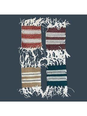 Tejidos Rio Bravo Southwest 4 Woven Mug Rug Coasters Fringes Multicolor